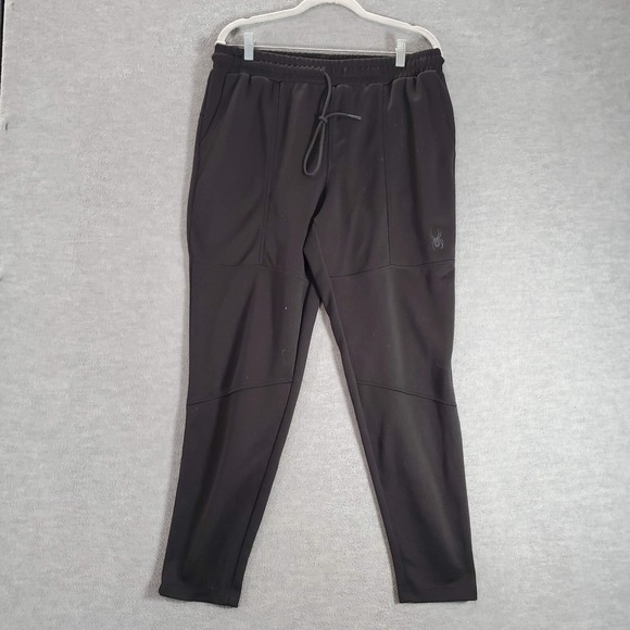Spyder Men Activewear Pants Large Black Sweats Pockets Drawstring 28 in Inseam - Picture 1 of 8